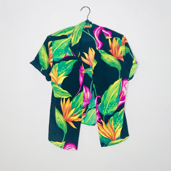 Vintage Retro 90’s Hawaiian Button Up Popover - Picture 2 of 2